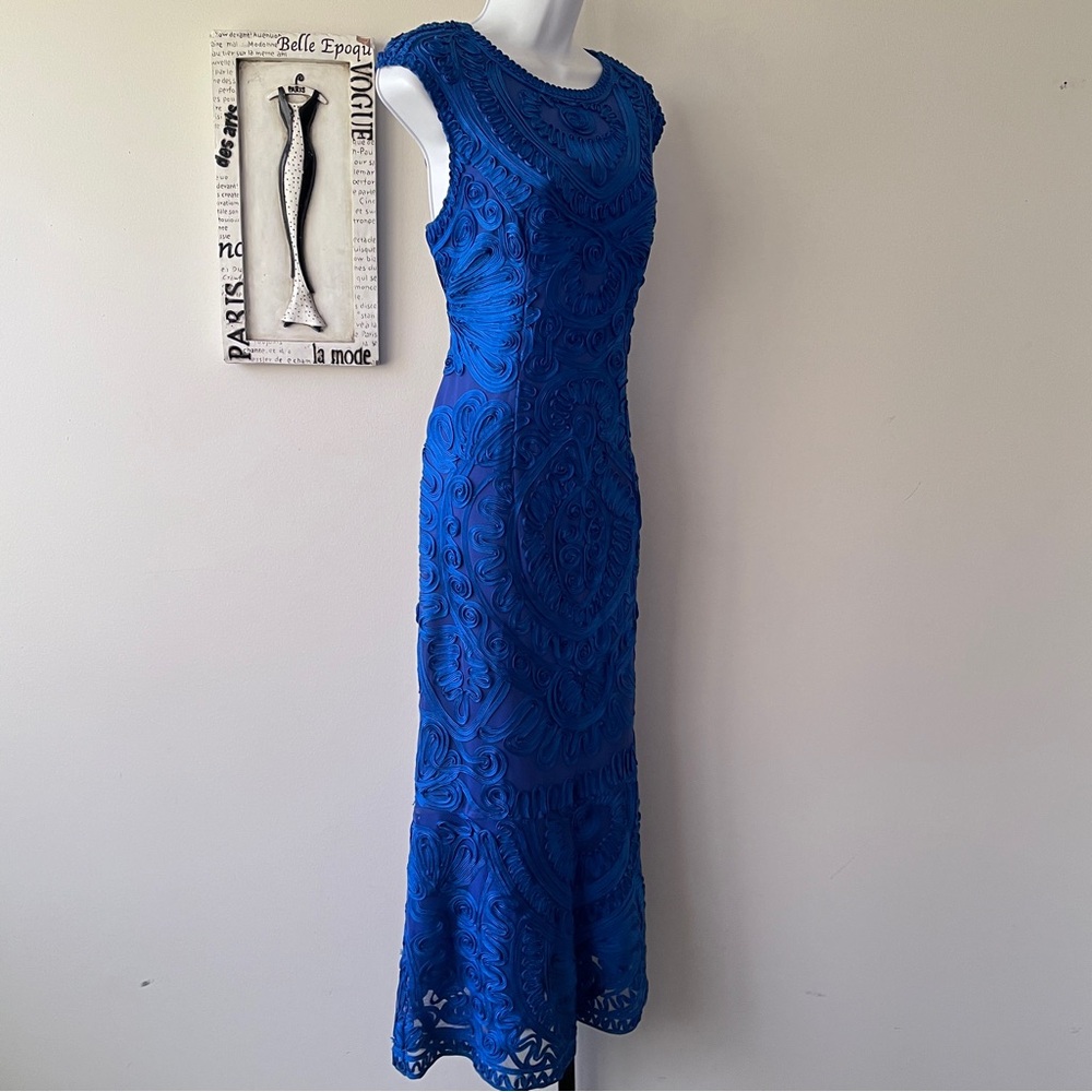 JS Collections Soutache Cobalt Blue Midi Wedding Guest Dress Size 14 - Picture 4 of 12